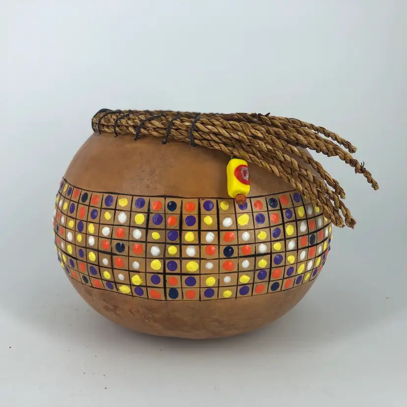 Hand-Painted Native Decorative Gourd Bowl