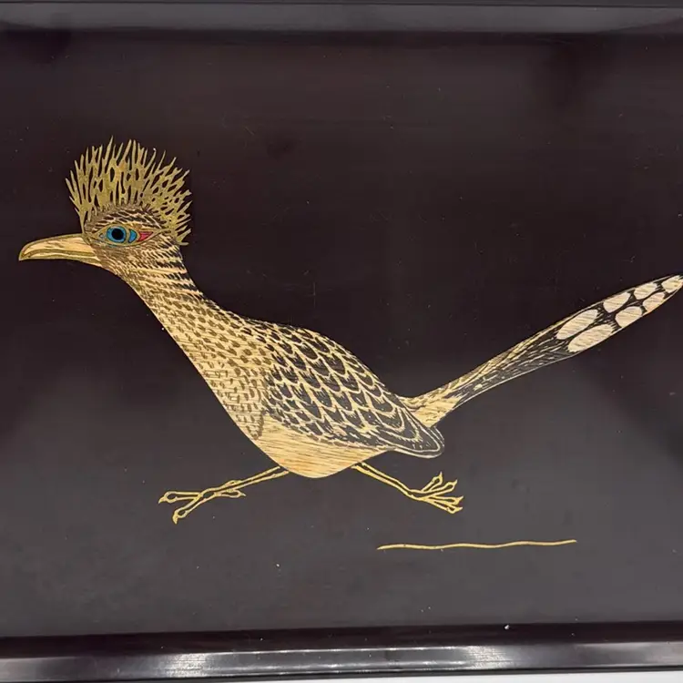 Couroc Monterey CA Roadrunner Wood Inlay Tray