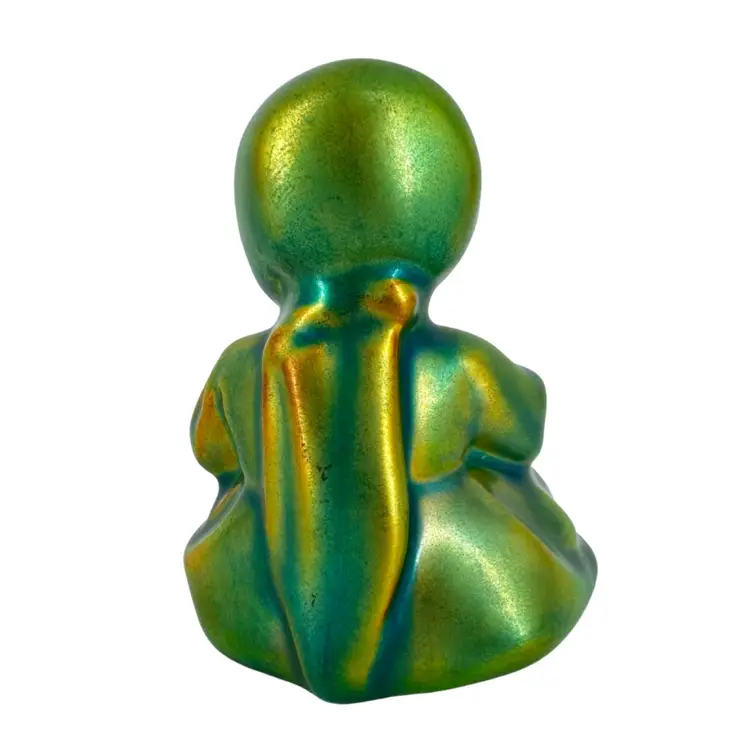 Zsolnay Iridescent Green Sitting Girl Figurine Hungary