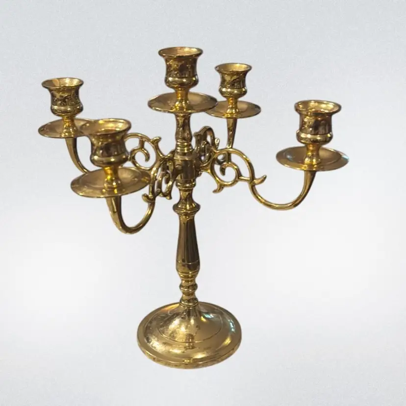 Carolina Brass Solid Brass Five Arm Candelabra
