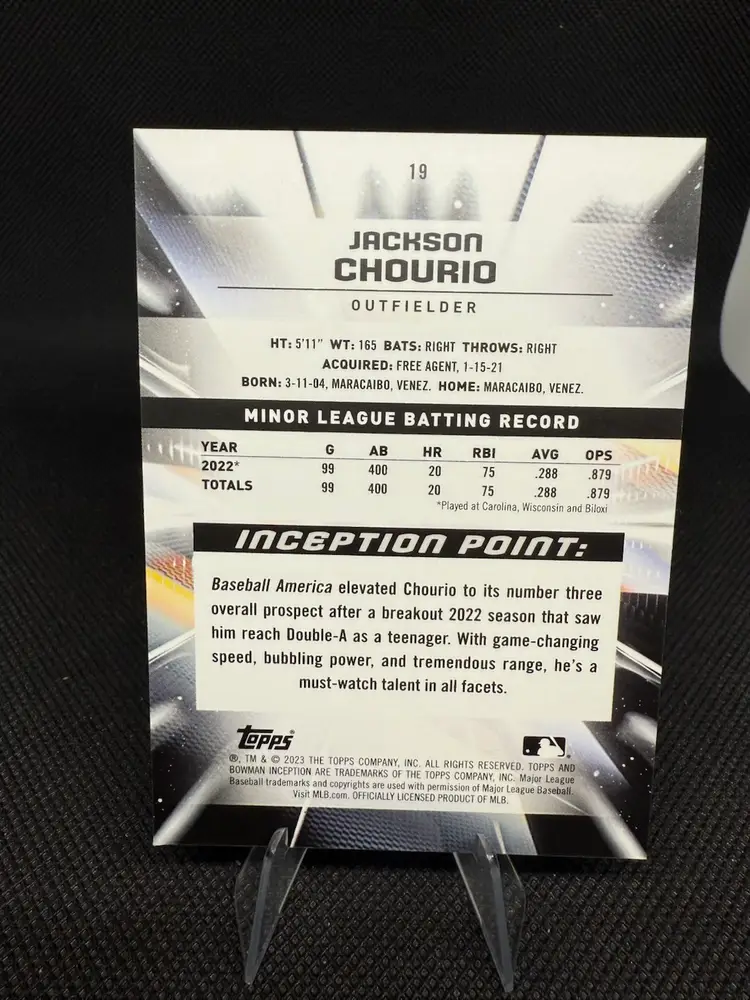2023 Bowman Inception Jackson Chourio Milwaukee Brewers