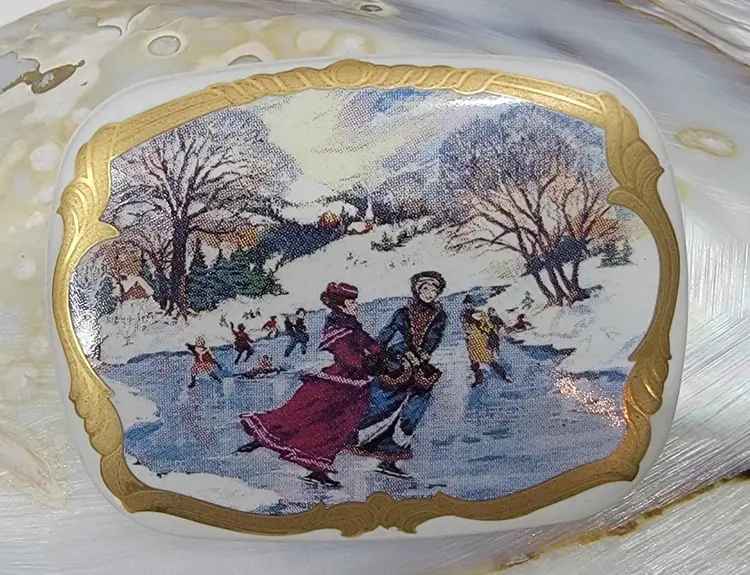 #45 Vintage Porcelain Transfer Brooch