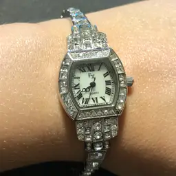 Vintage Franz Xavier Silver-Tone Crystal Accented Watch