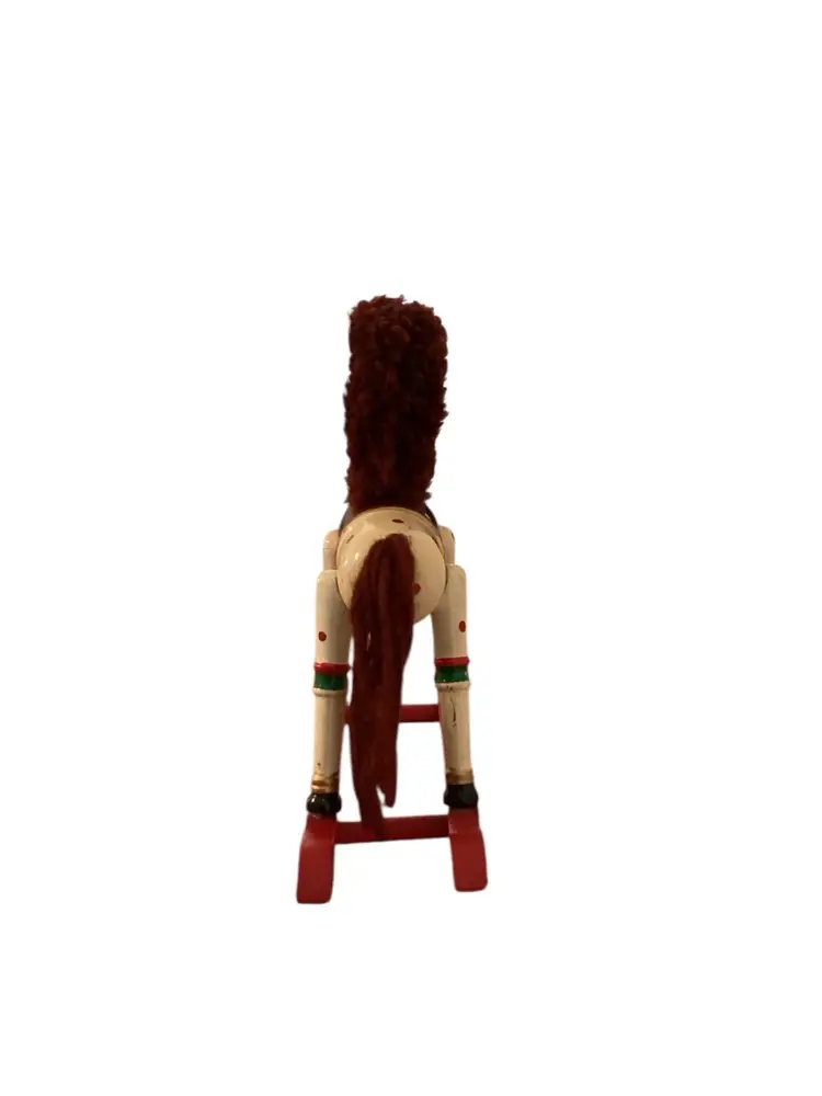 Vintage White Wooden Rocking Horse Red Mane And Tail  Christmas Decor 7x7