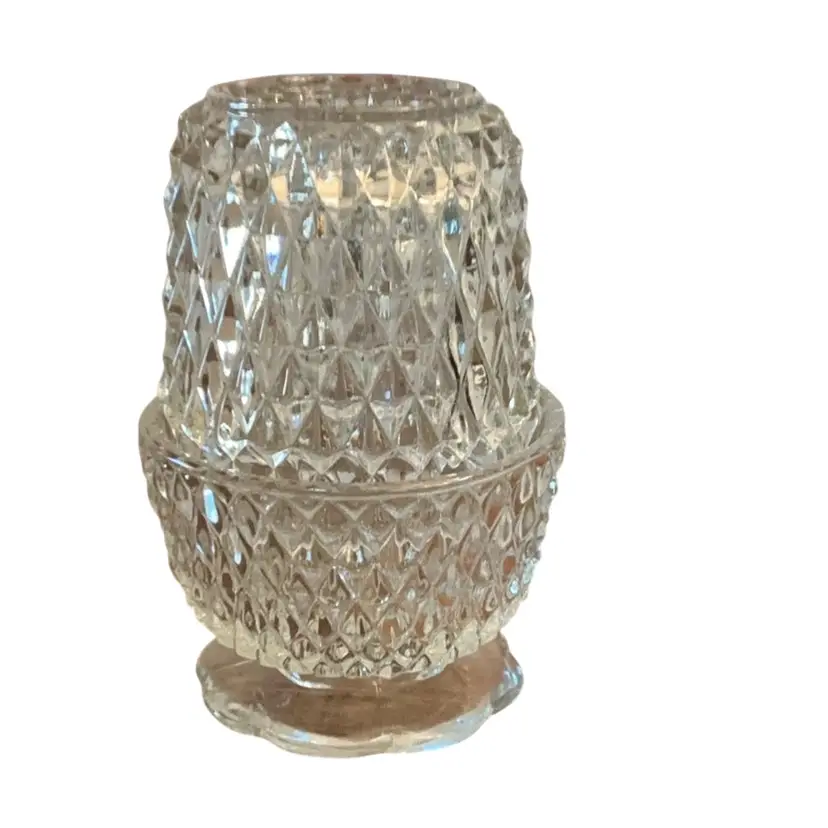 Indiana Glass 2-piece Clear Diamond Point Fairy Lamp 5 1/2” X 3 1/2”