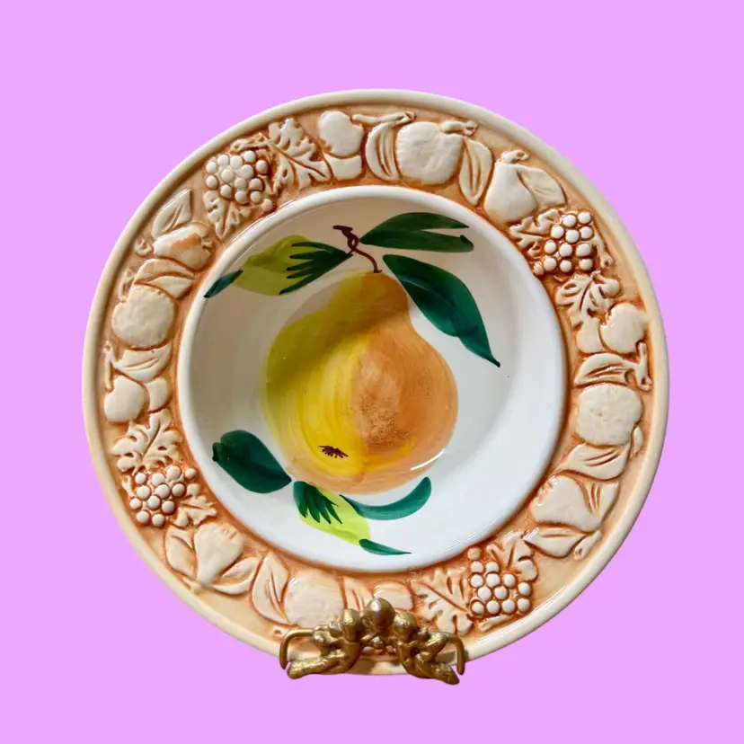 Vintage ITALY Ceramic Small Bowl, Hand Painted PEAR Design