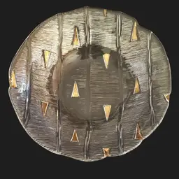 Art Glass IVV Ice Textured Clear Glass w 10K Gold Triangular Design 8.5" Bowl Italy