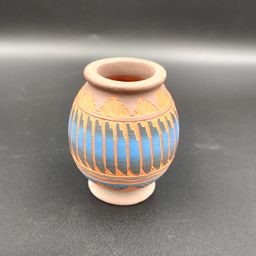 Navajo Mini Red Clay Etched Pottery Vase