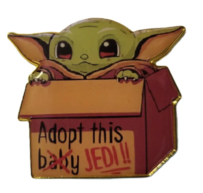 Grogu Baby Yoda Adopt this Baby Jedi Star Wars Metal Pin Badge 1.5" x 1.75" NWOT