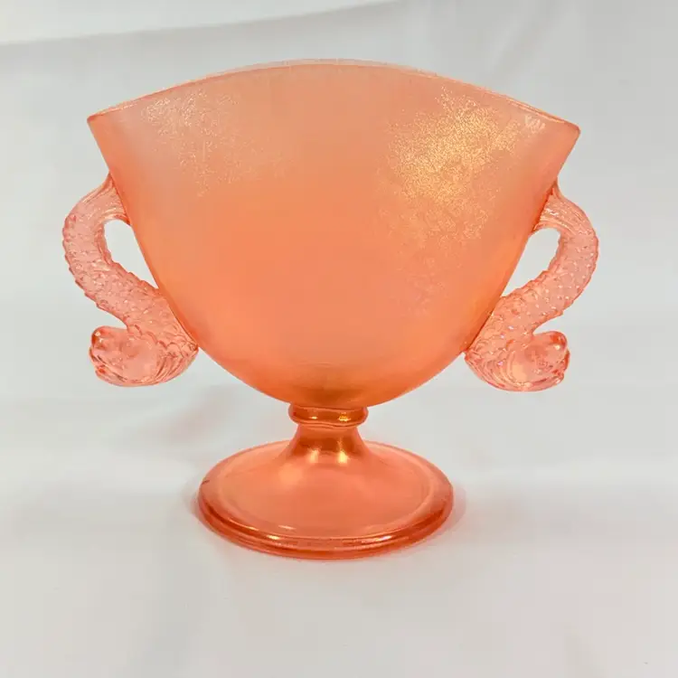 Fenton Dolphin Pink Stretch Glass Vase As Is