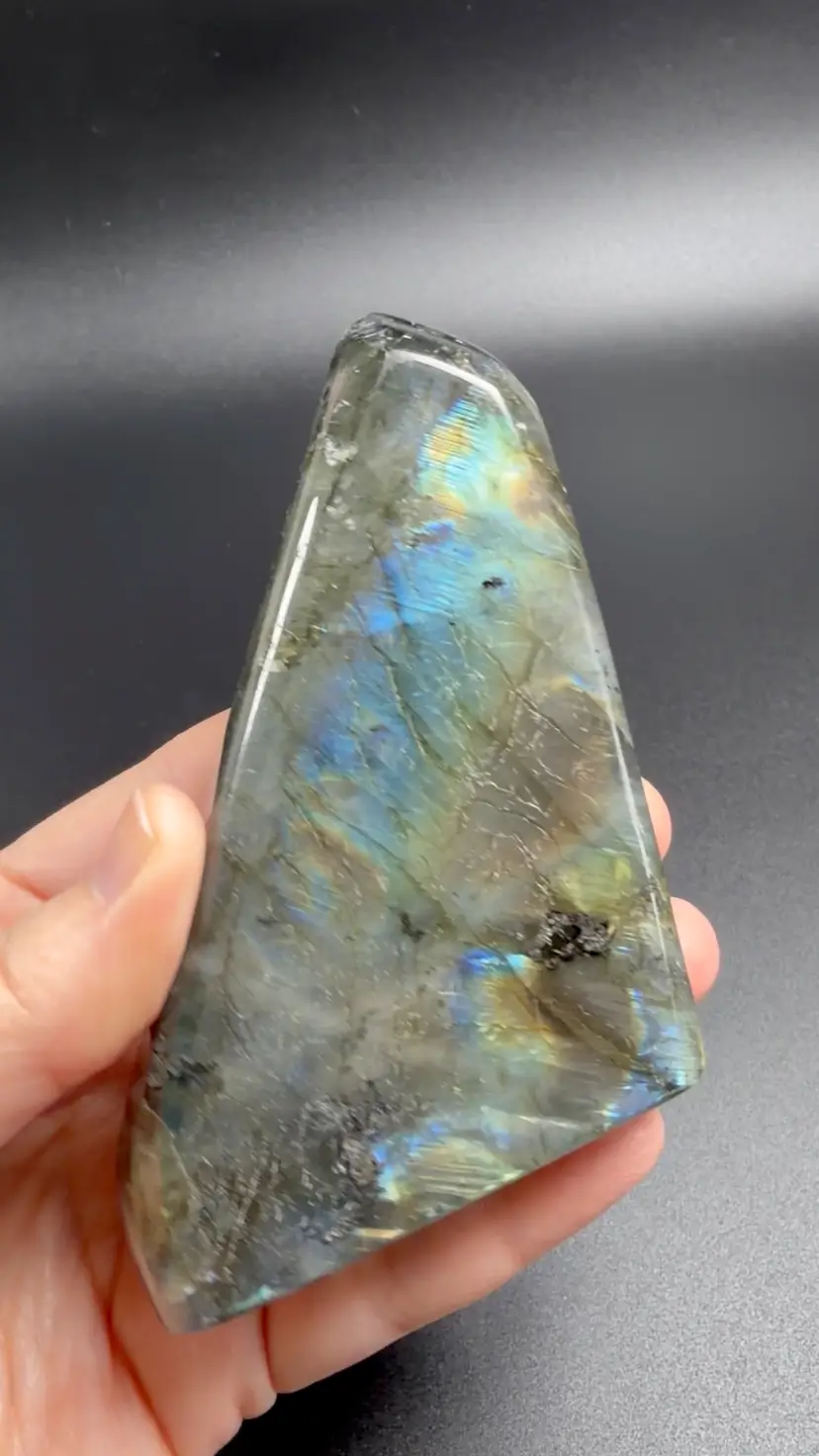Natural Labradorite Freeform Sunset Blue Flash Healing Crystal Stone 4" 286g