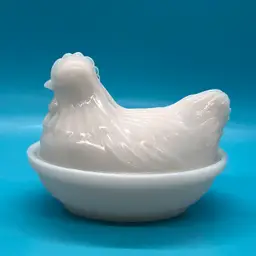 Vintage Hazel Atlas Milk Glass Hen On Nest Trinket Dish