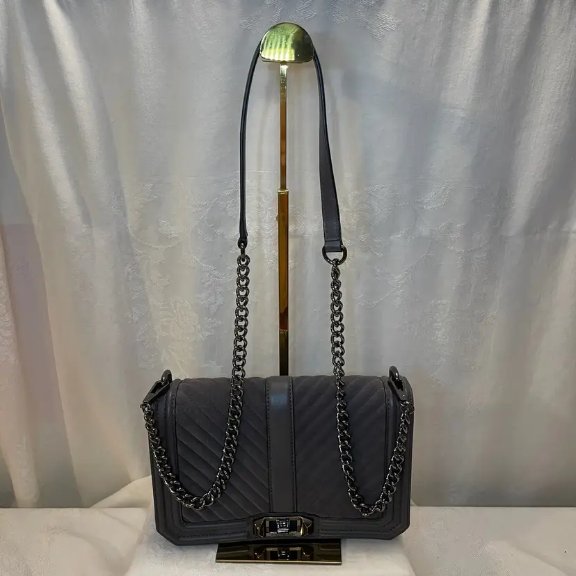 Rebecca Minkoff Chevron Grey Crossbody Convertible Clutch