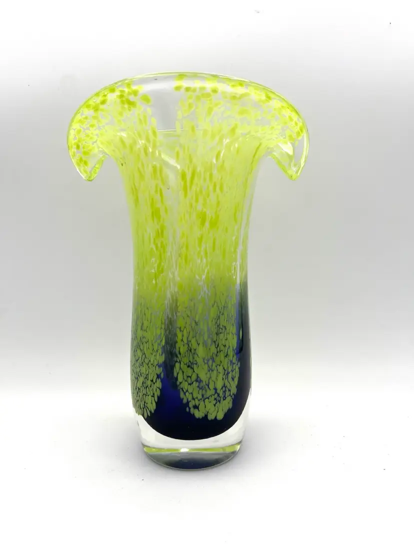 Teleflora Tulip Blue And Green Vase 8” Tall