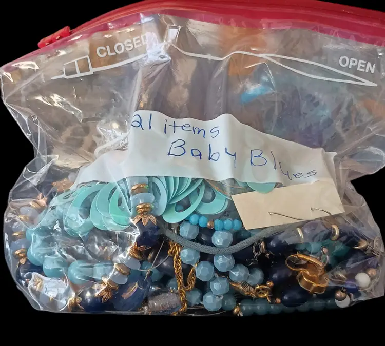 "Baby Blues" Themed All Wearable Mystery Jewelry Collection 1 lb Vtg/Mod