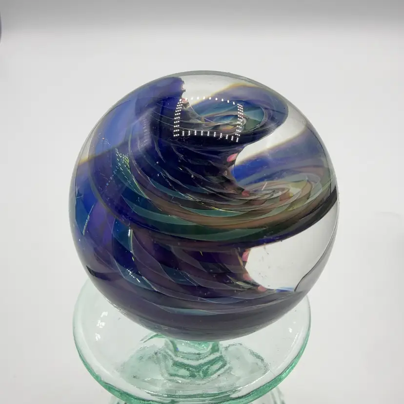 Concentric Helix Mesh Gingham Borosilicate Glass Marble Ambigram Signature Travis Weber 2006
