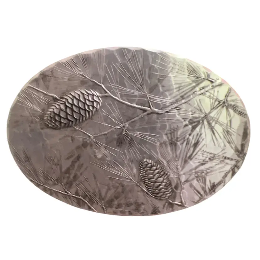 Vintage WENDELL AUGUST FORGE Oval Aluminum Pine Cone Trivet 11” x 8”