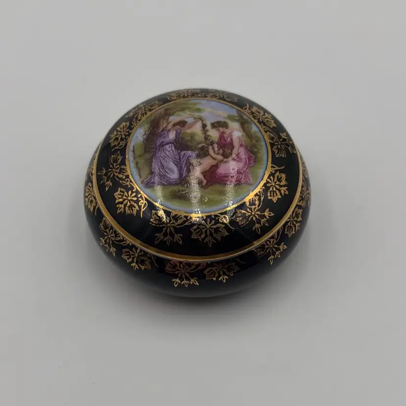 Porcelain Trinket Box Signed by Angelica Kauffman
