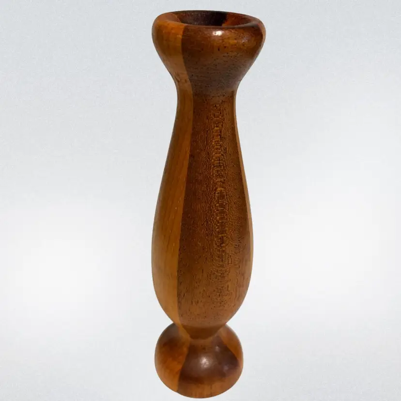 Turned Wood Bud Vase- 6.5” Tall-