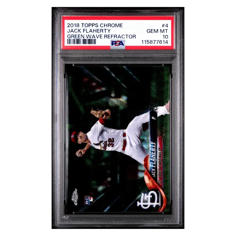 Jack Flaherty PSA 10 2018 Topps Chrome Green Wave Refractor /99 #4 Rookie RC Detroit Tigers