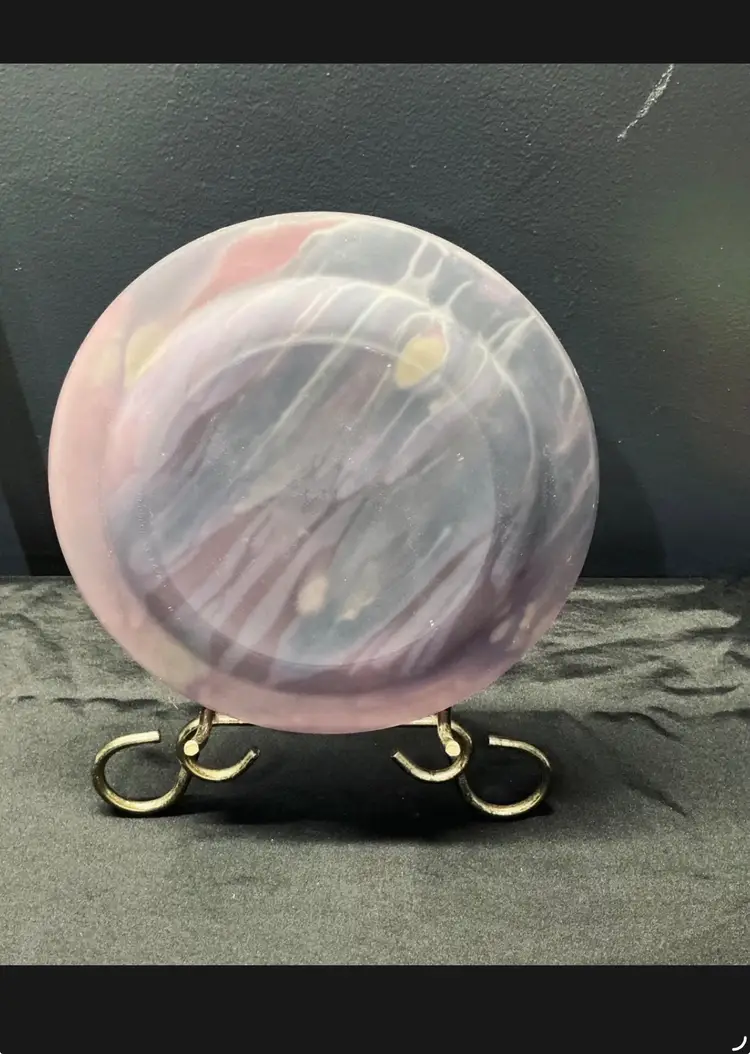 Vintage Arcoroc France Art Glass Plate Pink Purple Mottled Sattin Finish