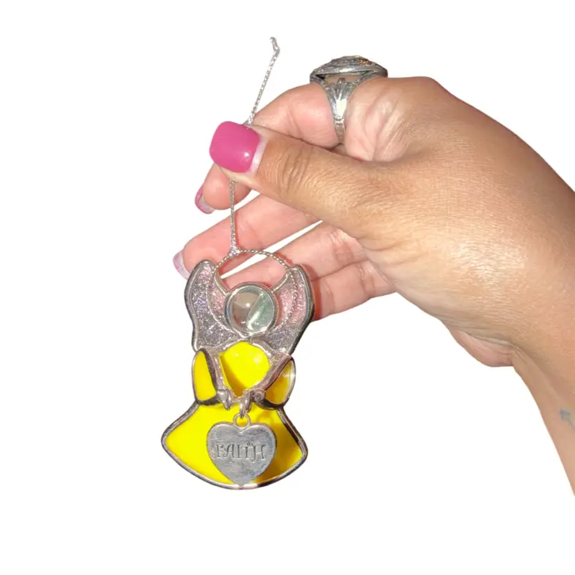 Suncatcher Glass and Metal Angel Ornament “Faith”