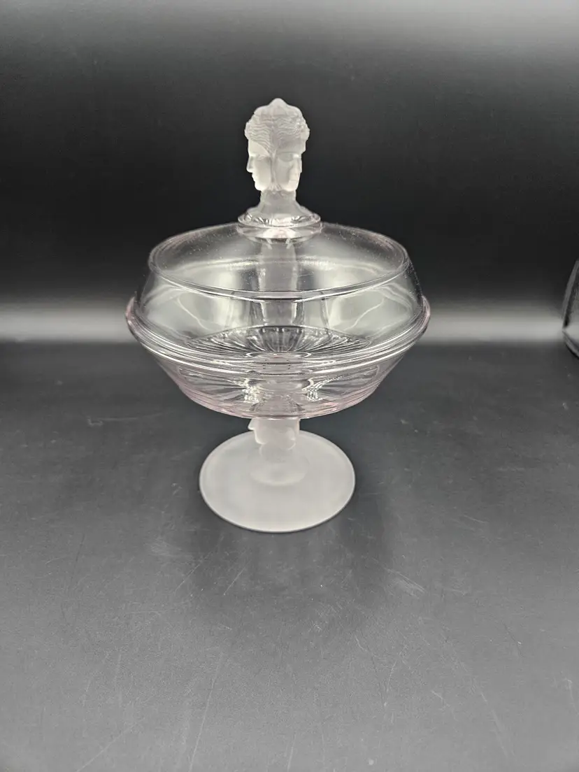 #01 -LG Wright Reproduction of Duncan Miller Three Faced Lidded Dish Large