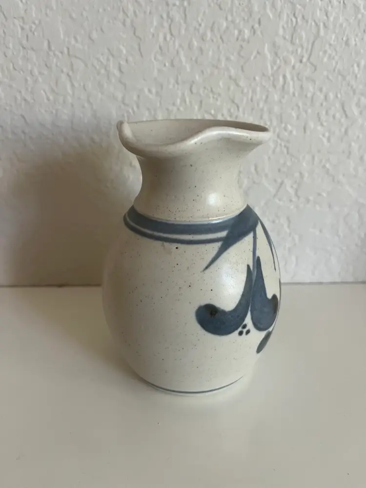 Vintage Hand Painted Ceramic Vase Pitcher Emerson Creek Pottery Botanical Design