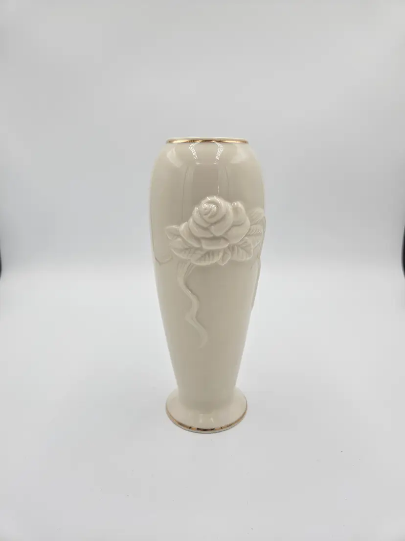 #C104 Lenox Ivory Rose Vase