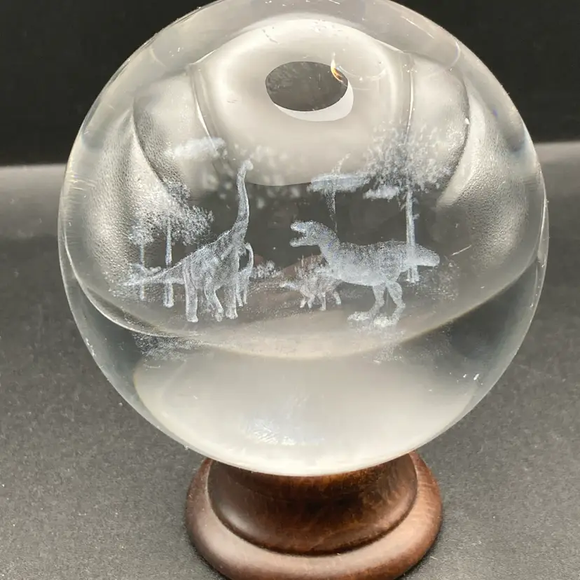 Jurassic Park  Paperweight! 4 1/2” Tall On Stand X 3” Wide! UV Glow! See All Pics! Scratches And Chips!