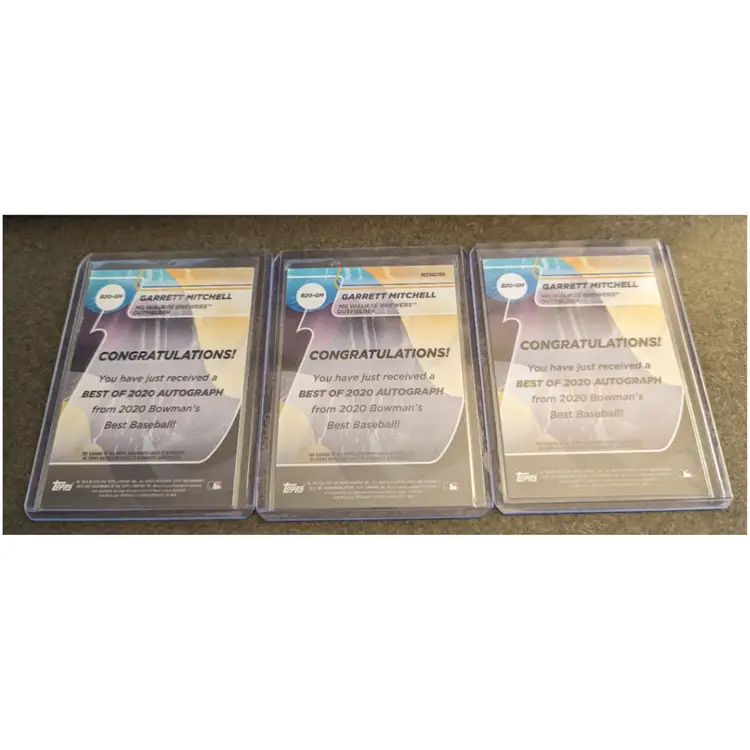Lot Of 3 Garrett Mitchell 2020 Bowman's Best - Best Of 2020 Autographs