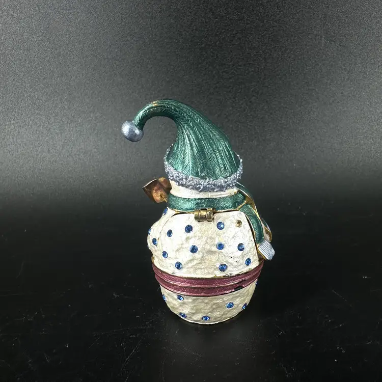 Enamel Snowman Magnetic Trinket Box