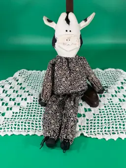 Vintage Country Folk Art Stuffed Cow