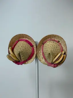 Western Germany Straw Hat Clip-on Earrings Bananas Fruit