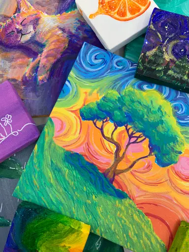 My 1st Live Show 🎨 Mini Canvas Paintings and Demo!