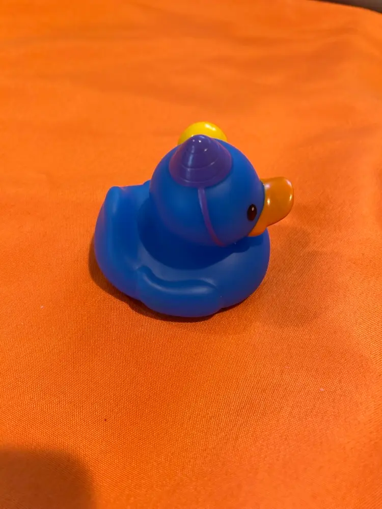 Blue Infantino Rubber Ducky Duck Birthday Themed Hat with Balloons 3" x 3" Bath