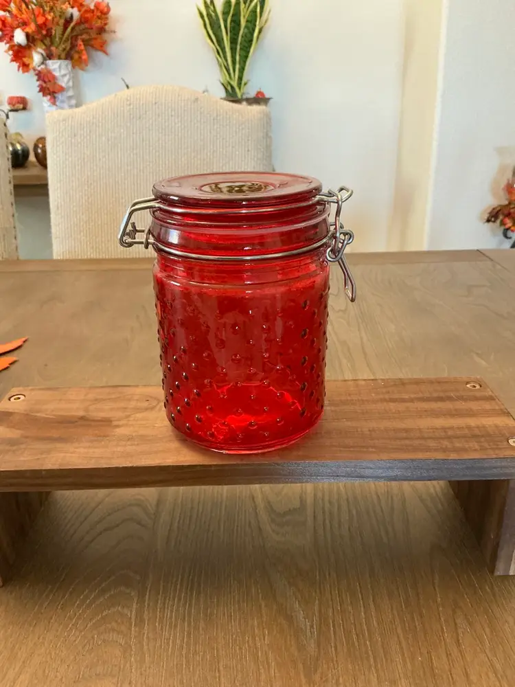 Red Hobnail Glass Canister/Jar