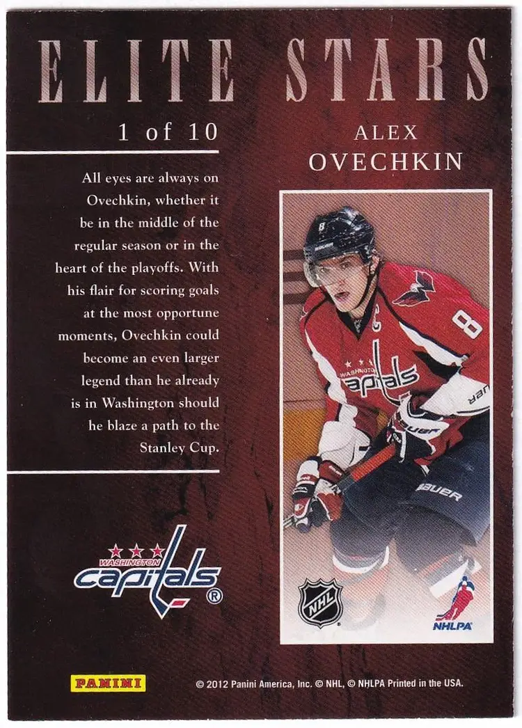 2011-12 Elite Stars #1 Alex Ovechkin Washington Capitals Hockey Card