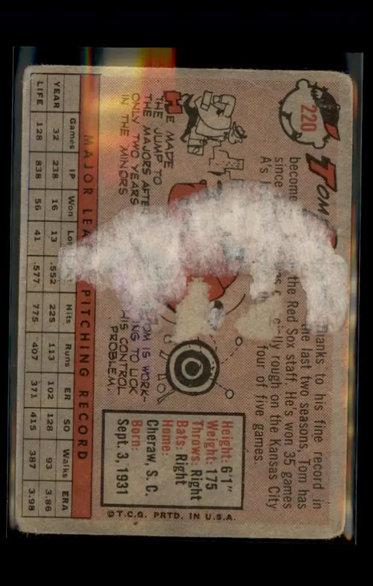 1958 Topps #220 Tom Brewer - (pk4) - Boston Red Sox