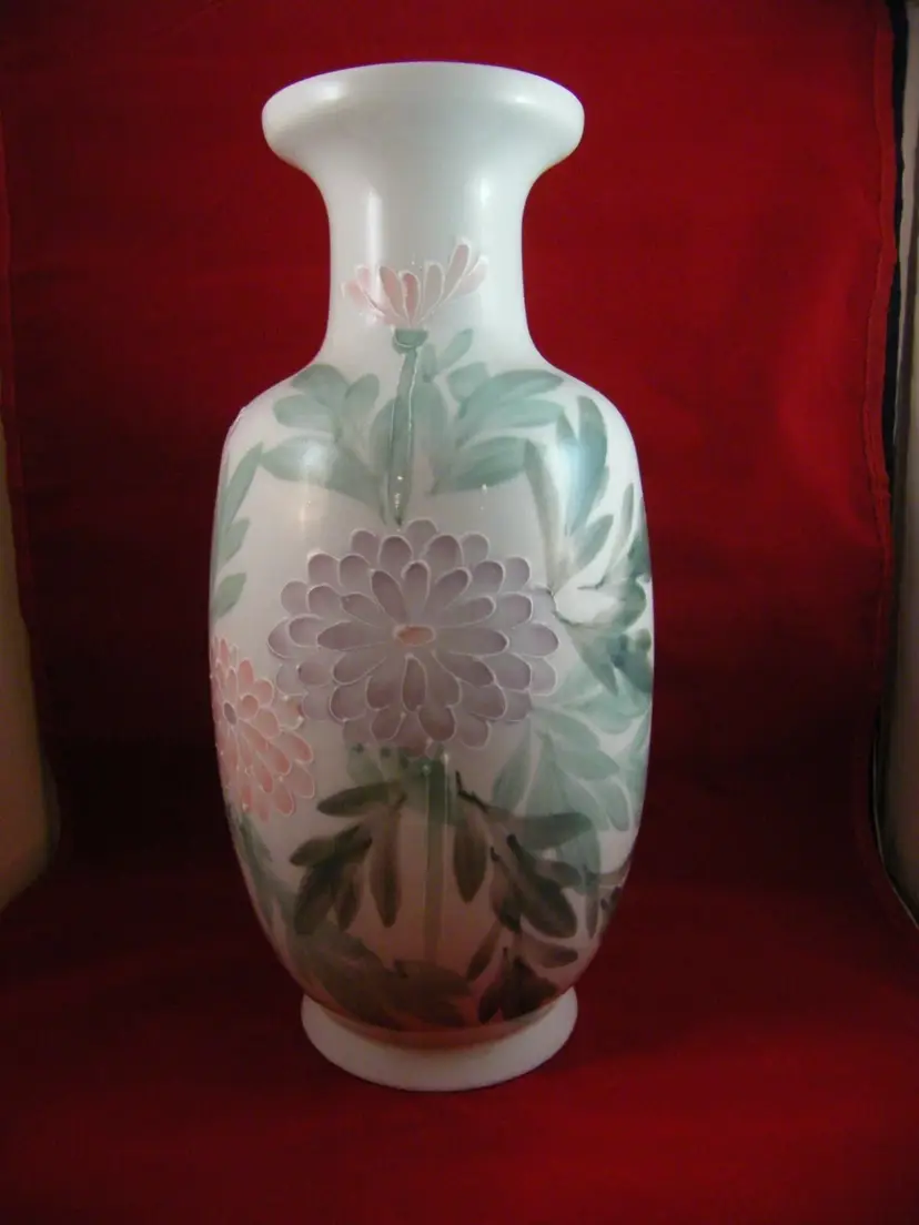 #01 Vintage Andrea by Sadek 12" Porcelain Vase Baluster Style Chrysanthemums