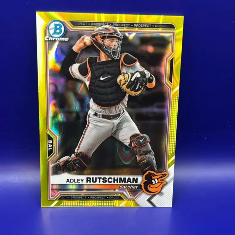 Adley Rutschman 2021 Bowman Draft Yellow Lava Refractor #60/75 Baltimore Orioles