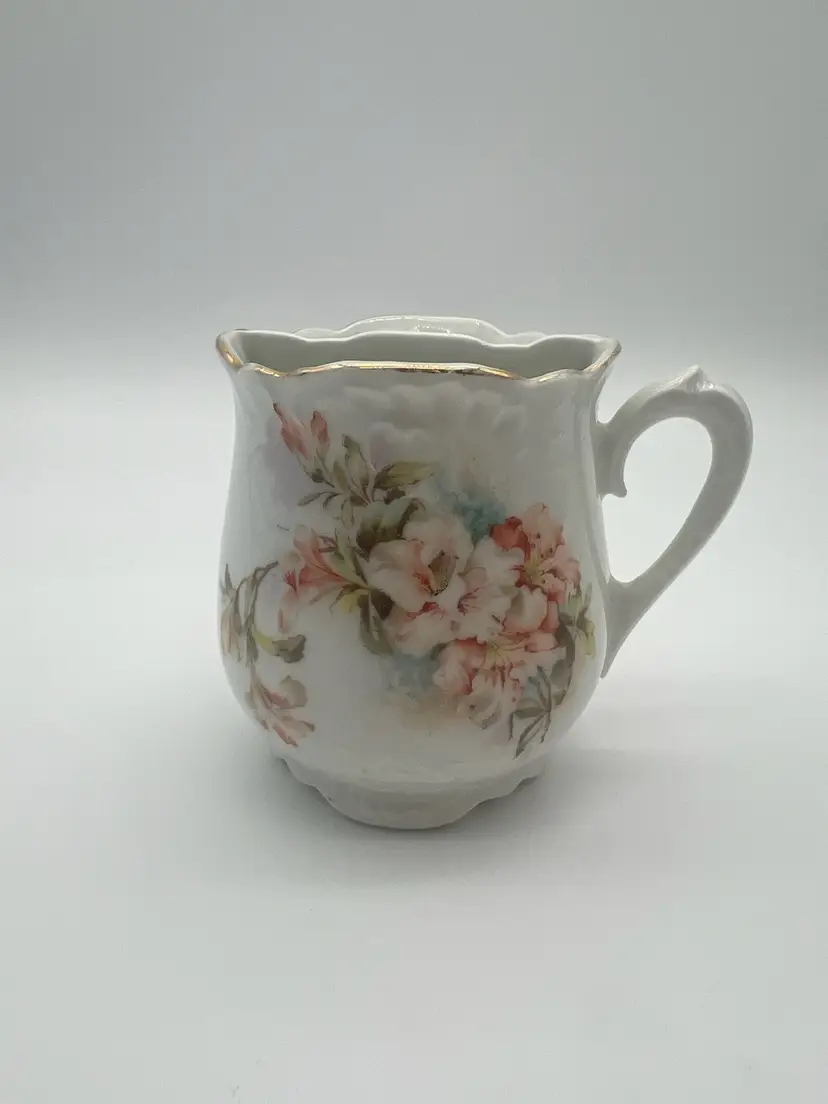 Vintage Porcelain Shaving Mug With Floral Pattern