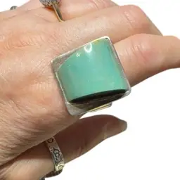 Sterling Silver Dessert Rose Training Light Green Stone Ring Size 10, 18.6g