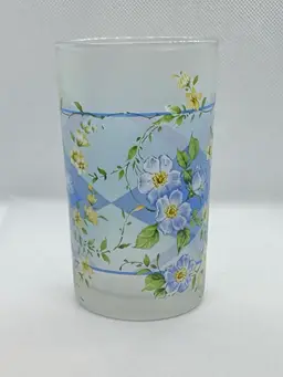 Vintage Briliant Frosted Forget-Me-Not Juice Glass!
