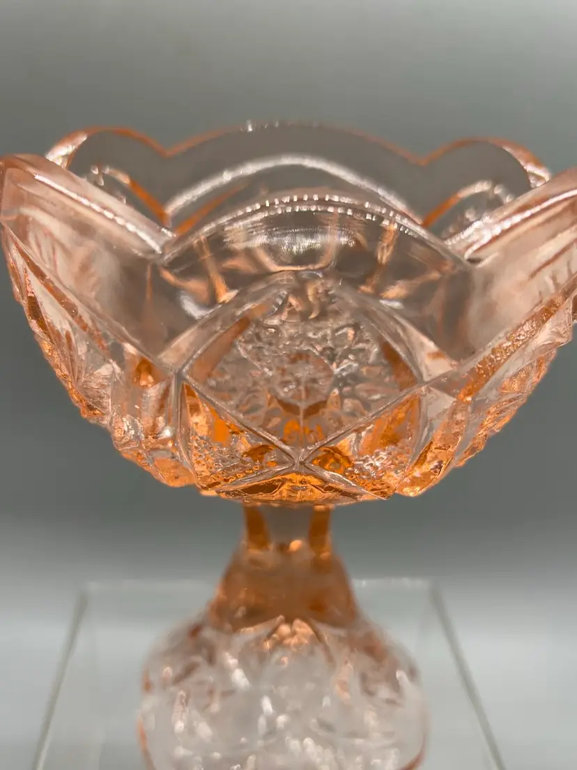 24118 Pink Depression Glass Compote EAPG 6”▶️