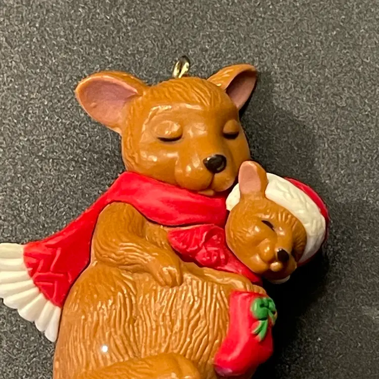 Avon Kangaroo Joey Mom Baby Christmas Ornament Vintage Australia Animal