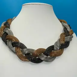 Woven Mesh Necklace Tri-Color 18-20” Long