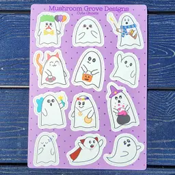 Cute Ghosts 5x7" Vinyl Sticker Sheet - Made by Me