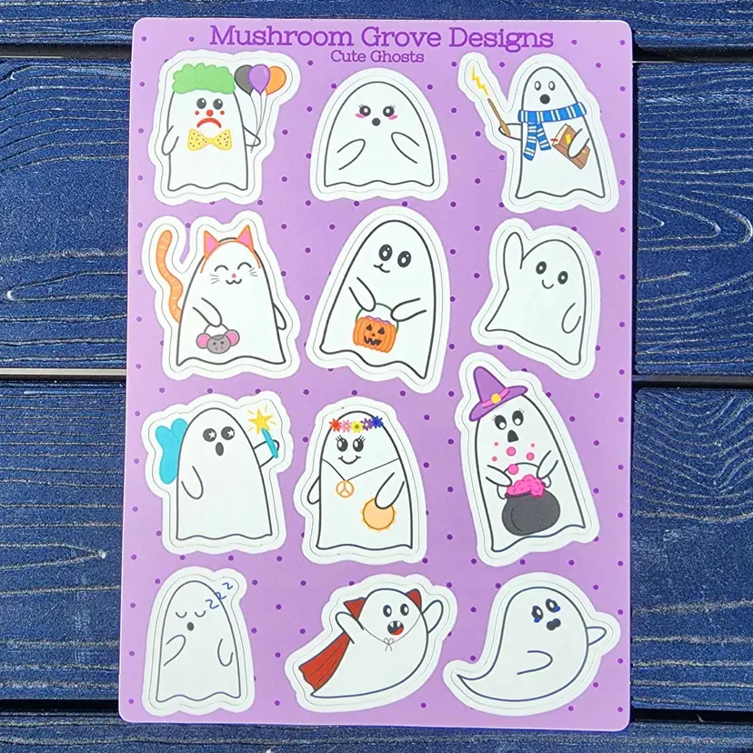 Cute Ghosts 5x7" Vinyl Sticker Sheet - Made by Me
