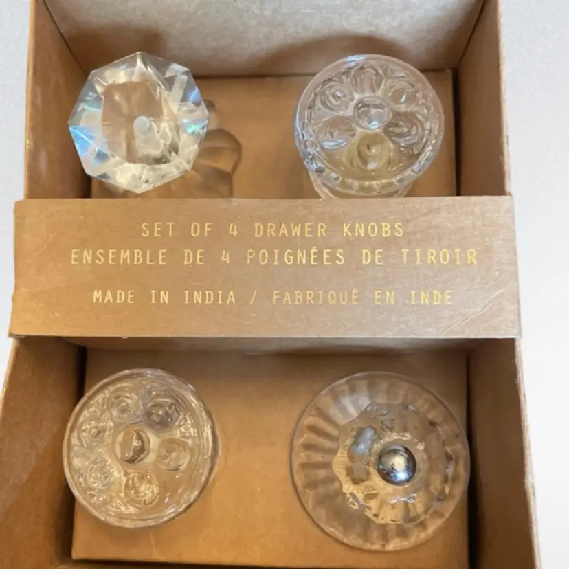 Glass Drawer/Cabinet DIY Knobs Set Of 4 Made In India